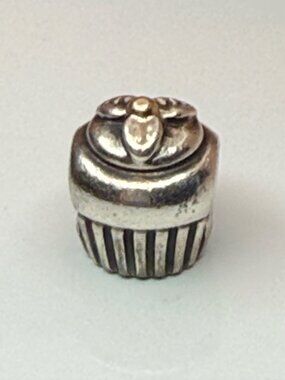 Retired Pandora Cupcake Charm 790417 Sterling Silver 14K Gold Cherry